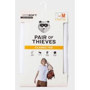 Pair of Thieves Mens SuperSoft Classic Tee 2-Pack White Crew Neck Shirt Size M